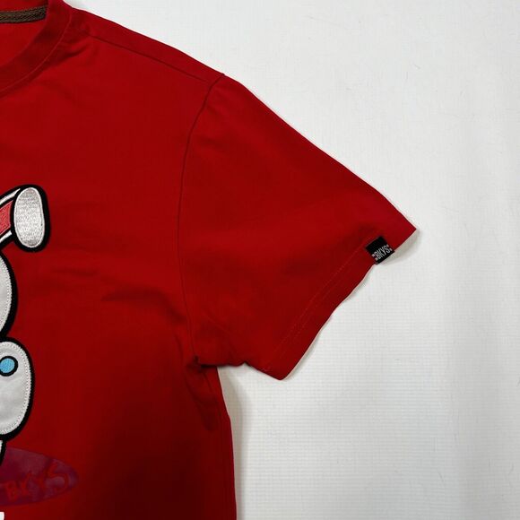 BKYS Men's Lucky Charm Rose Orig. Print Embroidered Top, Stitch T-Shirt Red Med - Picture 5 of 7